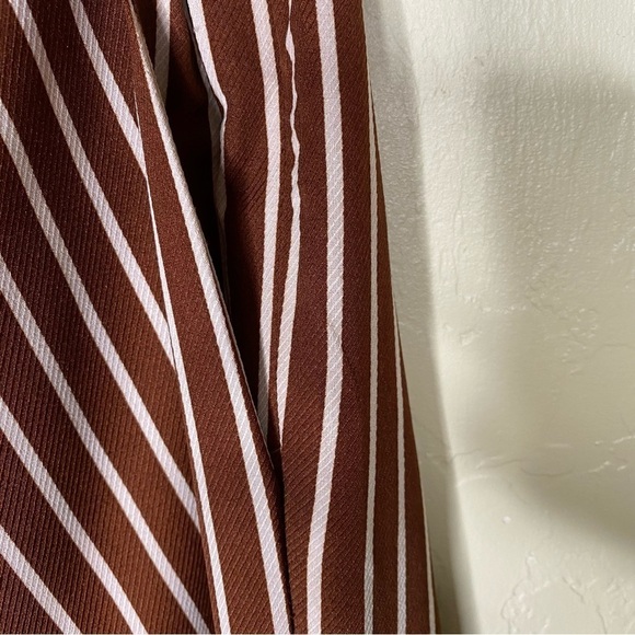 Lulus Never Too Late Striped Split Hem Pants Brown Cream  Size S Small - Picture 8 of 14